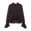 2025 Spring and Summer New European and American Style Women's Fashion Casual Bow Layering  Decorate the top