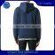 Cotton fleece plain zip up hoodies with kangaroo pocket in blue