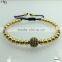 2016 fashion macrame bead bracelet with rose gold Plated 8mm Micro Pave Cz Beads