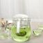 Bright neat borosilicate pyrex glass tea cup with handle and lid