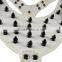 Black Spikes Studded White Large Leather Collar Leash Harness Set