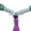 Original Natural Blue Turquoise Beads Natural Stone Wood Beads Chain Dull Polish Alloy Ball Long Tassel Necklace