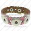 CJ3839 Ginger snaps bracelet, net leather charm bracelet, ladies leather cuff bracelet