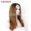 Synthetic Hair Black Root Brown Ombre Straight Lace Front Wig Hair Wigs