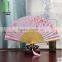 Fancy carving craft stylish japanese folding plain fabric fan