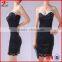 Sexy Night Club Dress Beading Decorative Lace Transparent Low Breast Sheath Over Hip Bare-Back Strapless Sexy Club Dress
