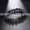 Trendy Charm Plated Gold Silver Micro Pave CZ Beads Men Black Lava Stone Bead Bracelets For Men Pulseras Feminina