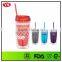 double wall plastic 16ounce beverage tumbler with lid and straw