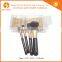 cute 4pcs mini golden shiny black nylon hair plastic handle private label makeup brush set