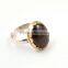 Handmade Two Tone 925 Silver Brass Ring With Garnet