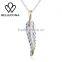 New design jewelry tone feather 925 sterling silver pendant necklace