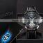 Fashion Stainless Steel Case Black Genuine Leather Strap Male Men Wrist Quartz Watch