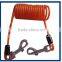 spiral cord wire tool holder lanyard with carabiner and key ring on two ends
