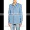 2016 new arrival ladies long sleeve blue denim shirt OEM service