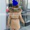 2015 New Fashion Long Waist Collect 100% Polyester Women Padded Jacket With Hoody