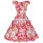 Bestdress walson wholesale red rose printing rockabilly dress for party wear clothes