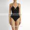 High Waisted Mature Ladies Deep V Neck Backless Slip Lace-up Swimsuit