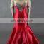 2014 latest with long train red long sleeve mermaid evening dress