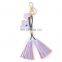 Creative pendant five petal flower PU leather tassel Keychain bag pendant