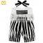 2019 New style baby girls jumpsuit one pieces black&white striped with lace fashion baby onesie set