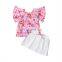 2020 Summer Girls' Set Cartoon Printed Short-Sleeved Top and Skirt
