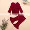 Baby Girl Clothing Sets Fall Winter Toddler Long Sleeve Tops+Flare Pants Girls Casual Ribbed Outfits 2pcs set Solid color