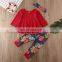 2020 Fall Winter Baby Girls  Boutique long Flare Sleeve  O-Neck Peplum Flower Two Piece rufflers dress  Outfits