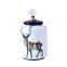 European Simple Style New Cylinder Deer Painting Ceramic Flower Vases Tableware Decoration With Crystal Lid For Home