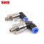 SNS NRHL Series brass pneumatic PU pipe high speed elbow rotary fittings