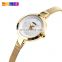 Skmei 1390 luxury gold quartz movement stainless steel strap 3 ATM wrist watch women montre femme