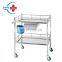 HC-M029 Clinic 2 Layers with storage box Stainless Steel Two-floor equipment Nurse work cart Medical Treatment Trolley