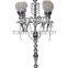 wedding centerpieces candelabra with crystal beaded votive and hangings.