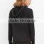 Ladies Navy Blue Zipped Front Drawstring Hoodie