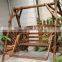 hot selling carbonized wood furniture patio kids swing set outdoor wooden swing manufaturer with celling