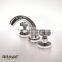 3-hole wash basin faucet curved dual handle high quality plating brass faucet 2016