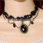 IN STOCK Vintage Silver Black Real Leather Cord Charm Simple Choker Necklace GJ-117