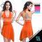 Women's Solid Color Monokini One-Piece Suits Swimwear Bikini Beach Wear Cover-ups