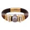 Fashion gold alloy chain bracelets bangles,black wrap soft leather bracelets