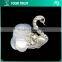 Clear Rhinestone White Pearl Black Beaded Swan Sequin Applique Patch