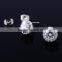 Micro Zircon Paved Stting Round The Center Zircon Sliver Stud Earrings