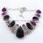 Simple !! Amethyst & Stripped Onyx & Rainbow Moonstone 925 Sterling Silver Necklace, Fine Silver Jewelry, Silver Jewelry