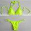 Sexy plain color 2 piece bathing suits swimsuit women thong bikini with ring