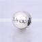 X123I Rhodium S925 Engraved LUCK College Team Wholesale Initital Good Luck Charms