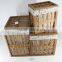 Household Essentials White Wood Open Slats Laundry Hamper with Lid and Cotton Liner