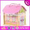 2017 new products customized pink wooden girls dolls house W06A171