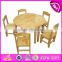 High quality kindergarten table and chairs natural wood daycare furniture W08G209-S