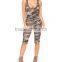Scoop Neck Camouflage Backless Knee Length Tights Gym Walking Running Sports Suits Sexy Bodycon Jumpsuit Rompers For Women