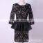 hot sale above knee Mini 3/4 sleeve hot girl sexy club black lace gold sequin sexy prom dress