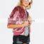 MGOO Custom Label Tag Women Outwear Zip Up Ribbed Trim Velvet Bomber Jacket Coat Pink