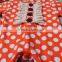 2016 white dots and orange underpainting print soft baby cotton lace romper